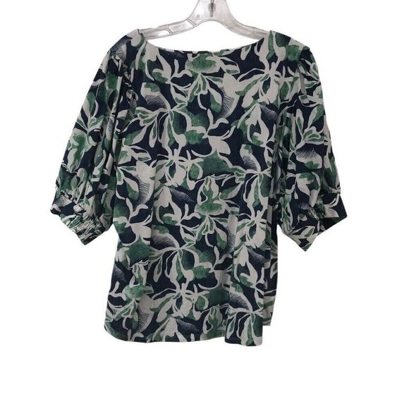 Chico's Floral Square Neck Puff Sleeve Top 4 or XXL - Picture 3 of 4